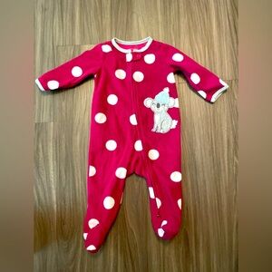 Carter's baby girl White and Purple polka dots koala Footie pajamas size 6M